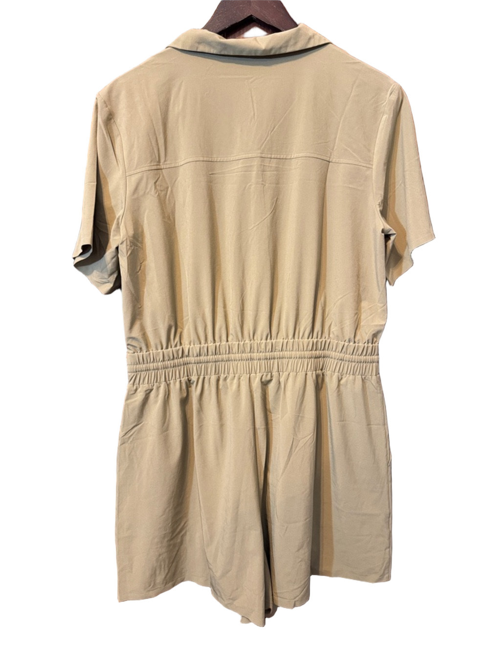 Athleta Avenue Olive Green Short-Sleeve One-Piece Romper with Drawstring Size M - Picture 3 of 3
